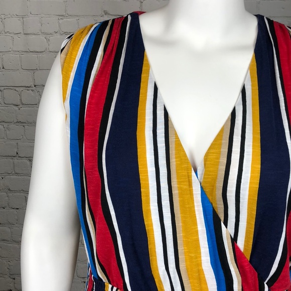 0X 2X 3X INC Colorful Striped Surplice Maxi Dress - Picture 6 of 6